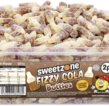 Halal Sweetzone Fizzy Cola Bottles -Silo 350 stuks