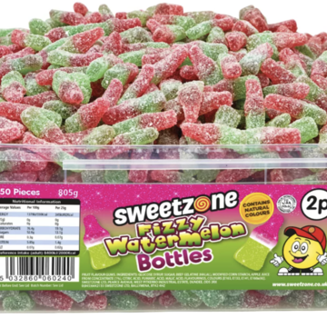 Halal Sweetzone Fizzy Watermelon Bottles -Silo 350 stuks