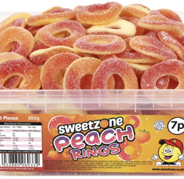 Halal Sweetzone Peach Rings -Silo 100 stuks