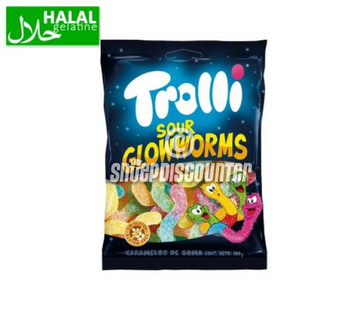 Halal Trolli Sour Glow Worms -zakje 100 gram