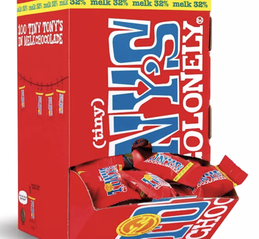 Tiny Tony 'S Chocolonely Melk -Doos 100 Stuks