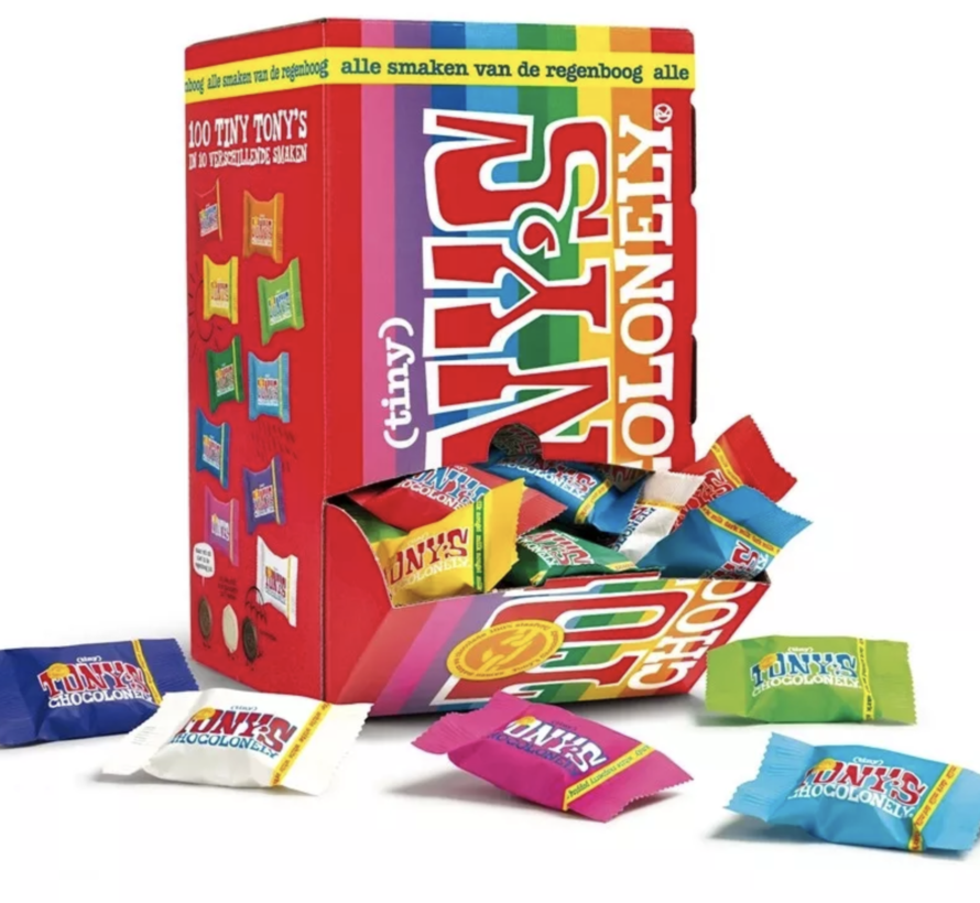 Chocolonely Tiny Tony'S Regenboog Mix -Doos 100 Stuks