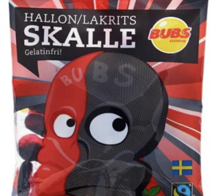 Bubs Raspberry Lakritz  skalle -90 gram