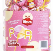 Hirsch Lollypop Strawberry-Banana -Silo 100 stuks