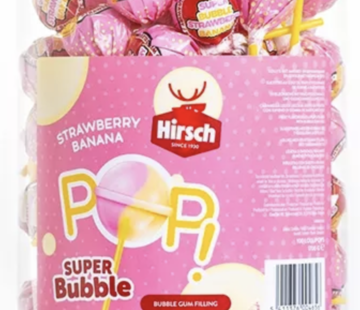 Hirsch Lollypop Strawberry-Banana -Silo 100 stuks
