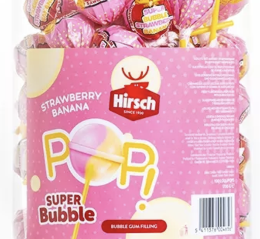 Lollypop Strawberry-Banana -Silo 100 stuks