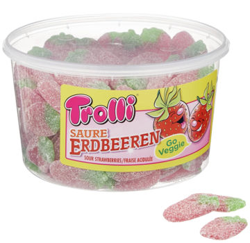 Trolli VEGAN Zure Aardbeien -Silo 150 stuks