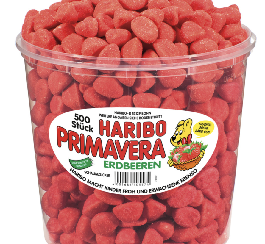 Haribo Primavera gesuikerde aardbei -Silo 500 stuks