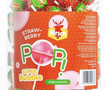 Hirsch Lollypop Strawberry -Silo 100 stuks