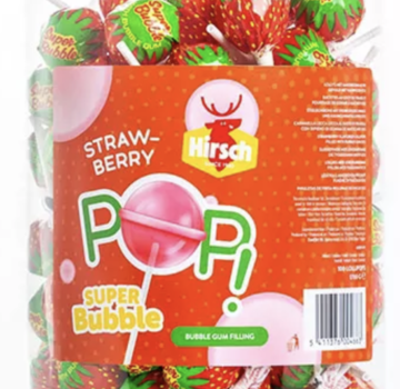 Hirsch Lollypop Strawberry -Silo 100 stuks