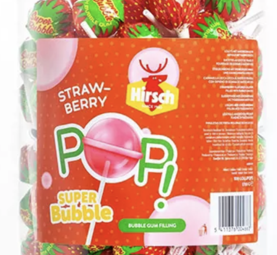 Lollypop Strawberry -Silo 100 stuks