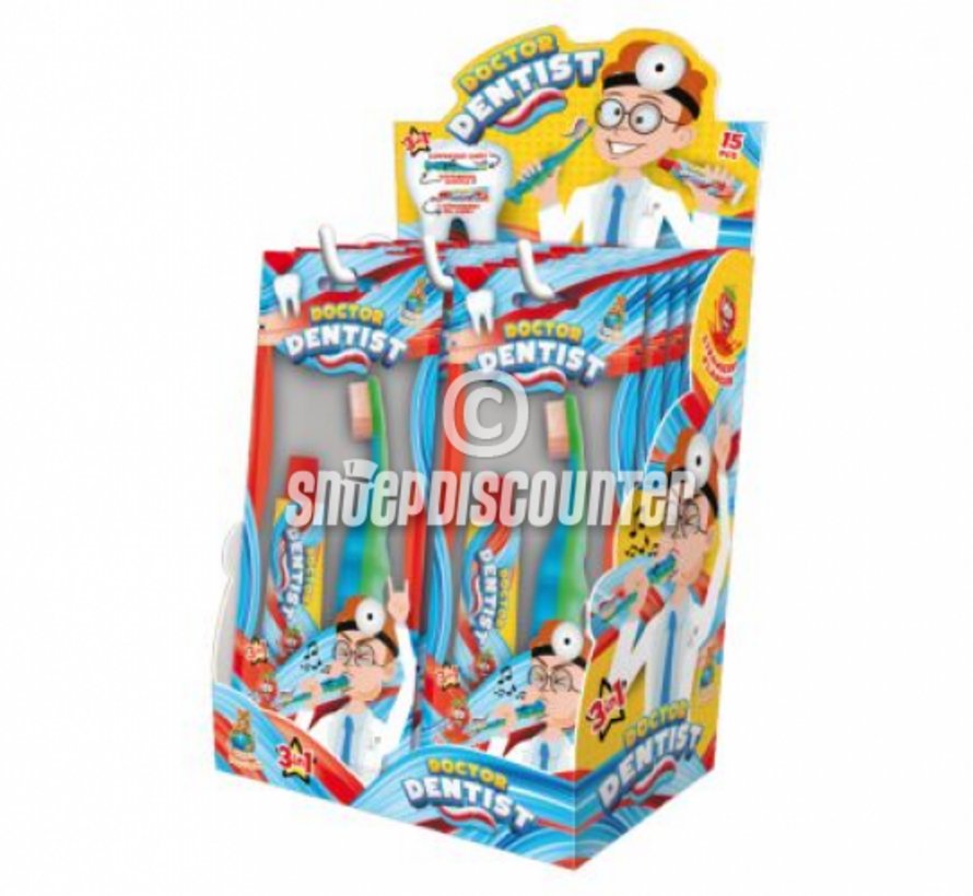 Doctor Dentist Tandenborstel+Tansdpasta -Doos 15 stuks