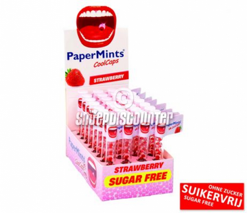 Papermints CoolCaps Tubes STRAWBERRY SUIKERVRIJ -Doos 32 stuks