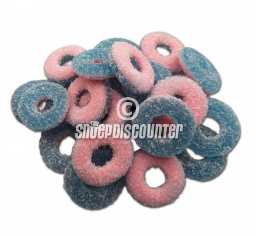 Roze blauwe sour rings - Silo 1,5 kilo