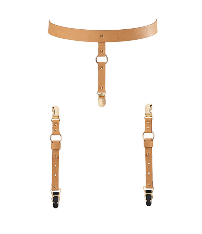 Bijoux Indiscrets Bijoux Indiscrets - Maze Suspender Belt Ondergoed & Kousen Bruin