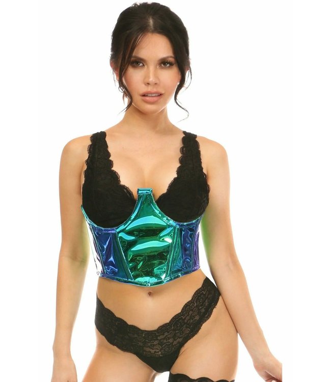 Daisy Corsets Taille korset turquoise holografisch kunstleer