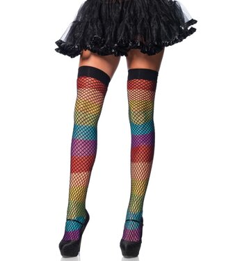 Rainbow thigh highs w. fishnet