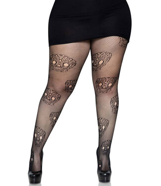 Lace skull fishnet tights