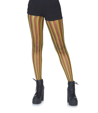 Rasta striped fishnet tights