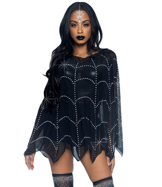 Sheer rhinestone poncho