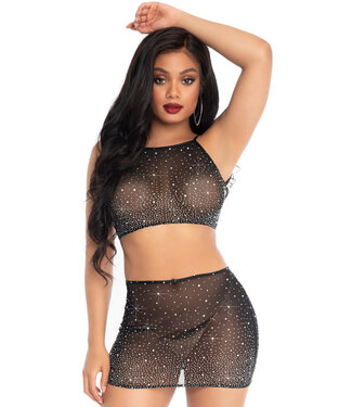 Spandex sheer crop top & skirt