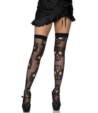 Sugar skull net thigh highs