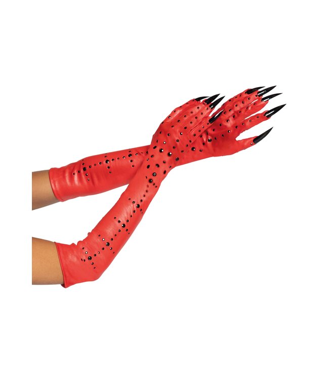 Rhinestone demon claw gloves