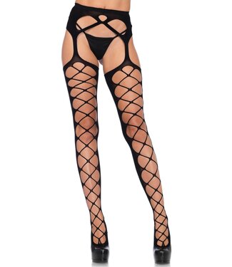 Diamond net opaque stockings