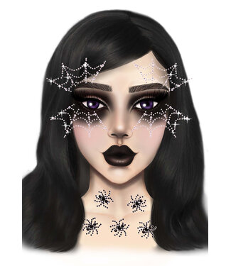 Spider web face jewels sticker