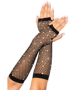 Strass fishnet arm warmers