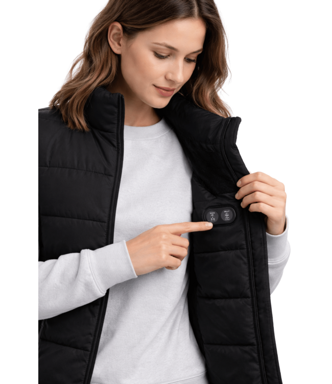 Beheizte Damen-Steppweste Schwarz – Dual Heating