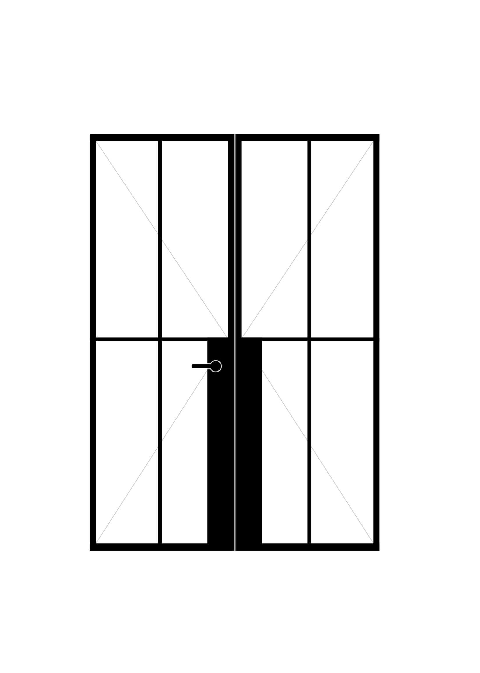 InteriorDoors Dubbele Aluminium Scharnierdeur voor binnen incl. glas