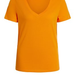 Oui Basis T Shirt V Hals Oranje