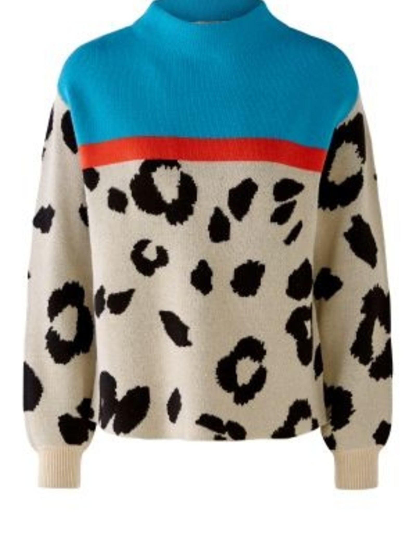 Oui Pullover Turtle White Black Turquoise
