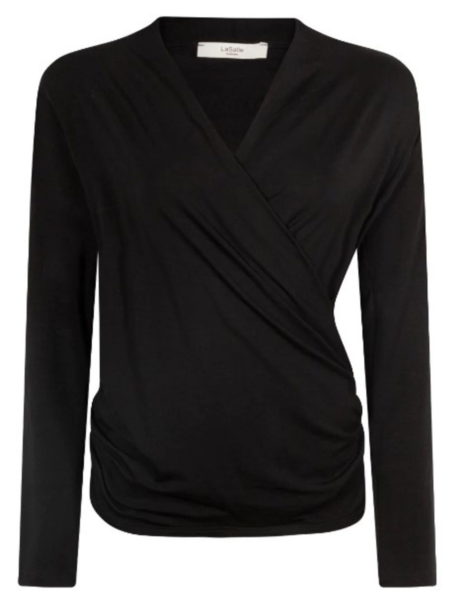 LaSalle Wrap Top Long Sleeve Black