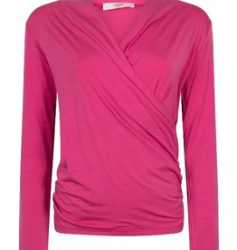 LaSalle Wrap Top Long Sleeve Fuchsia