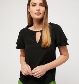 PENNYBLACK Blouse Atletica K-Mouw Volant Zwart