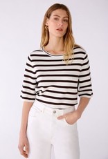 Oui Pullover KM Streep  Off White Brown