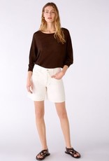 Oui Pullover KM Linnen Chocolate Fudge