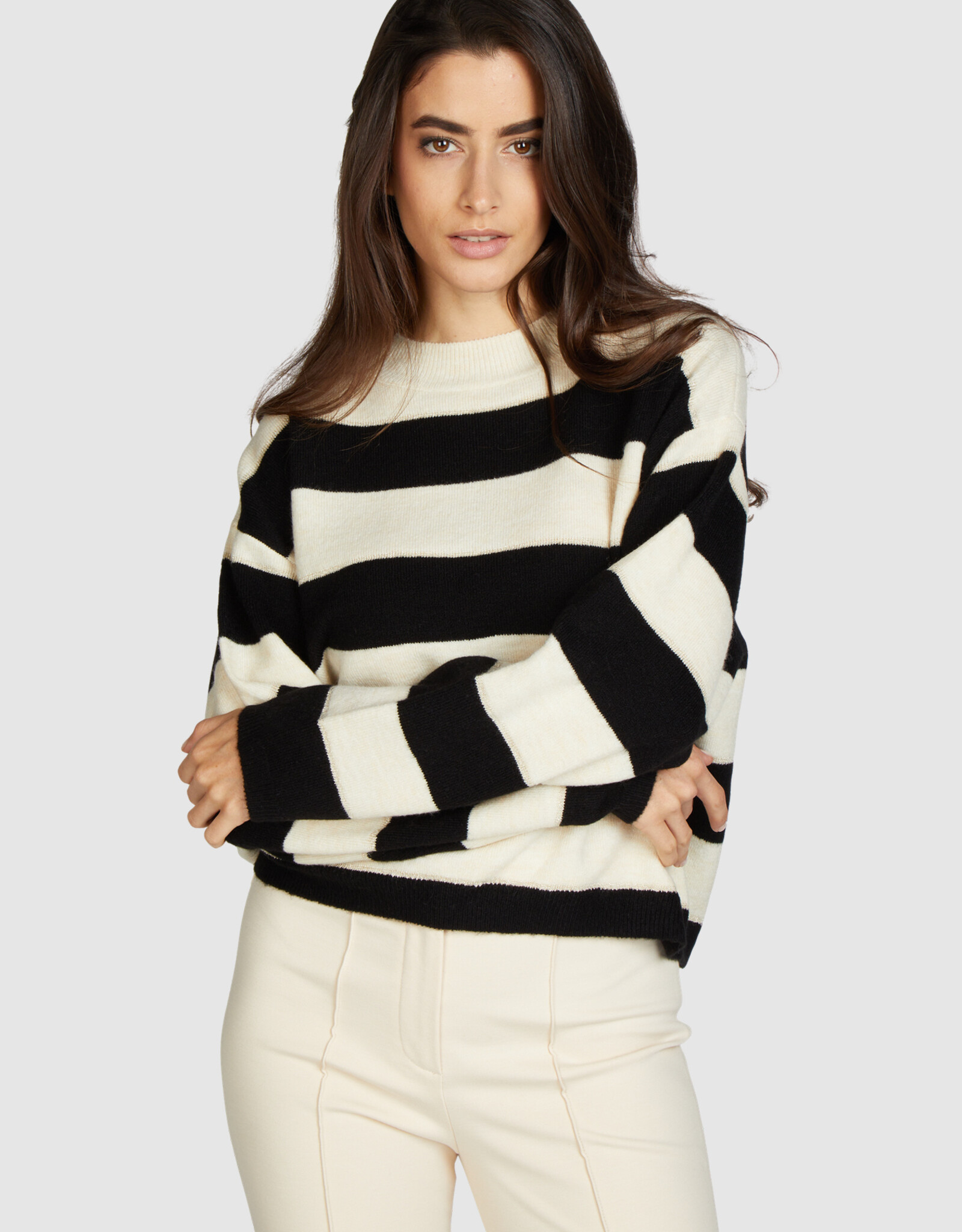 Marc Aurel Thema Wild Paris Pullover Stripe Black/Yvory