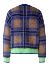 Oui Pullover Ruit Blue/Sand/Lime