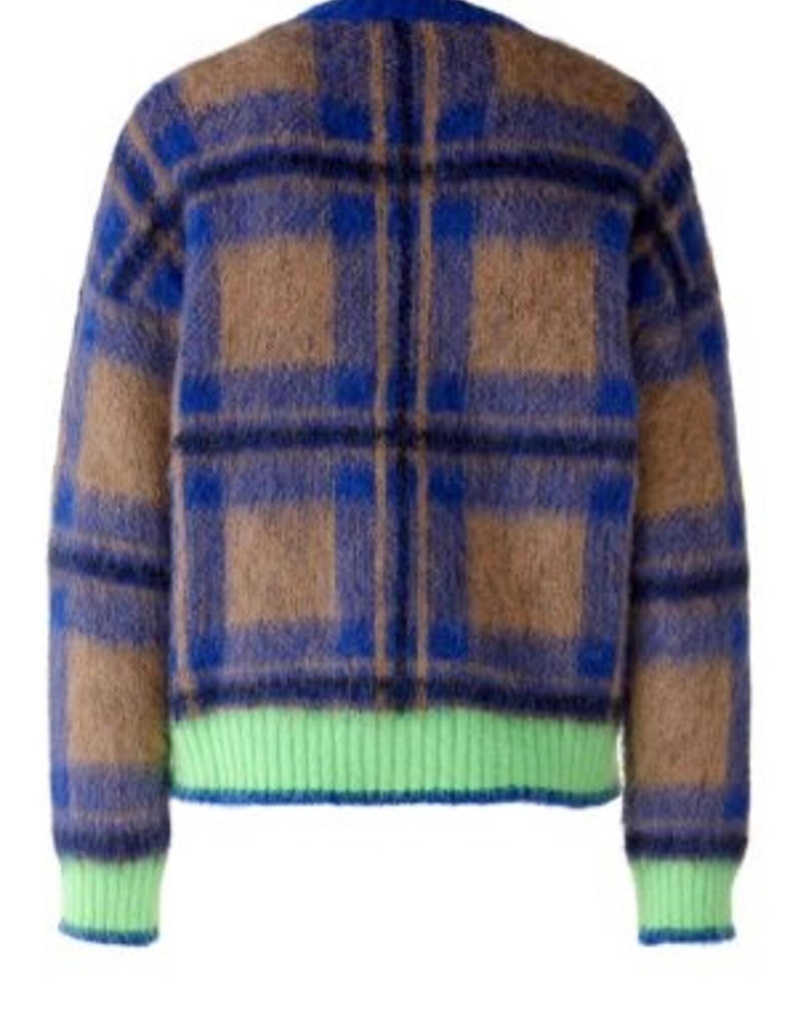 Oui Pullover Ruit Blue/Sand/Lime