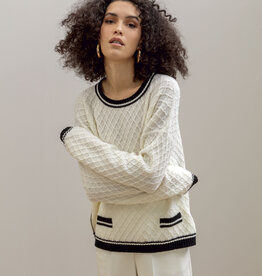 Maria Bellentani Ombre Crew Pullover White Black