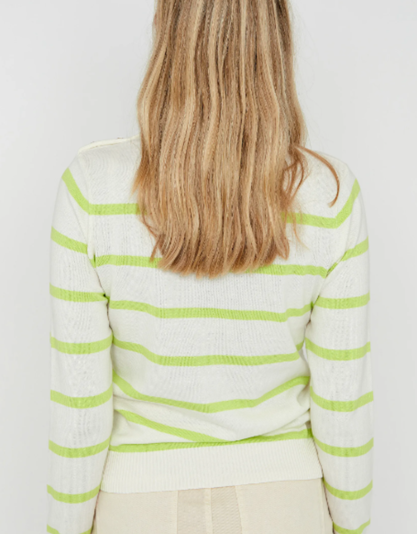 Anna Blue Pullover Stripes Lime