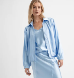 Josephine &CO Dewi Blouse Koordje Pofmouw Satijn Light Blue