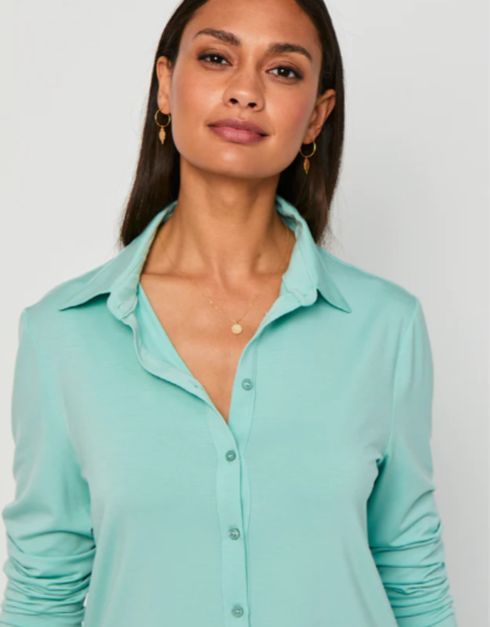 LaSalle Oversized Polo Blouse Aqua