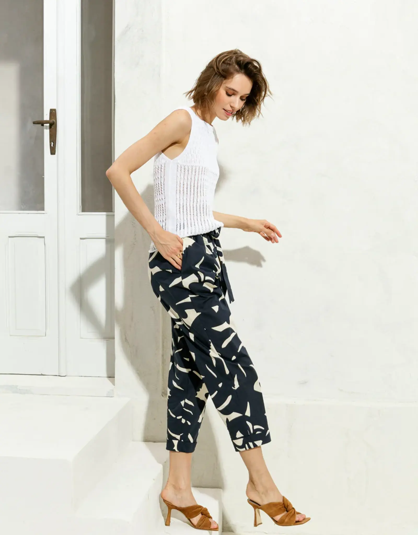 Maria Bellentani Pantalon Biaritz Navy Print