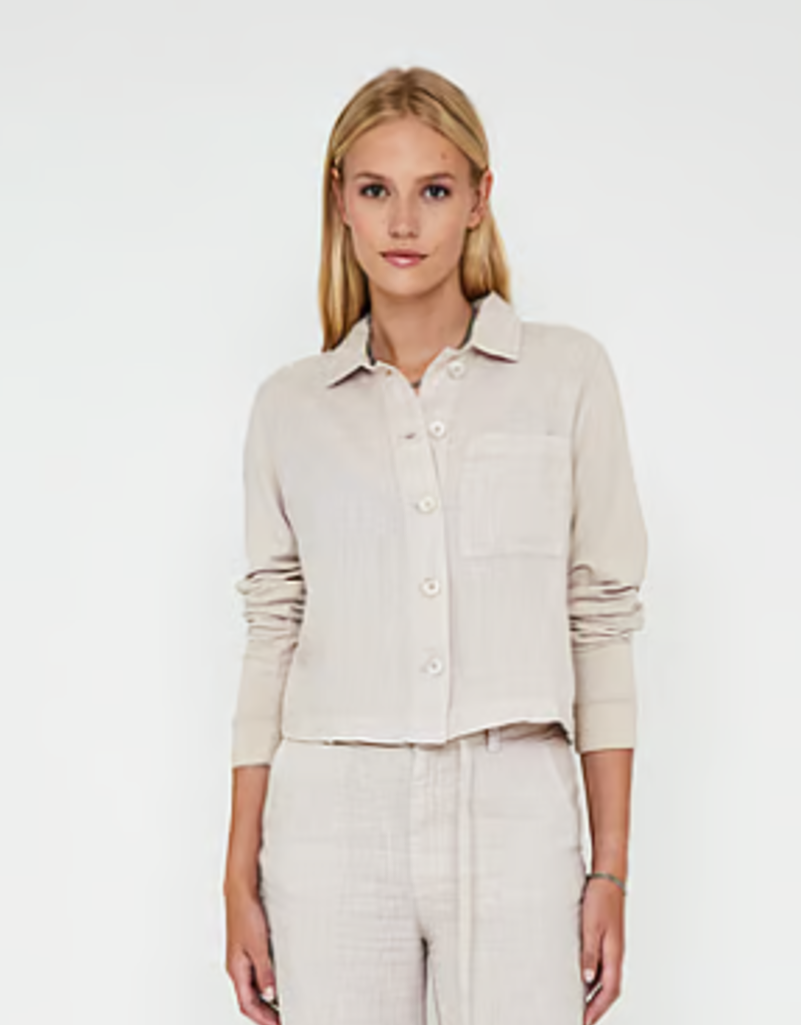 Anna Blue Bing Linnen Blouse Sand