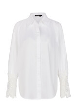 Marc Aurel Thema Green Beach Witte blouse Kante Mouw