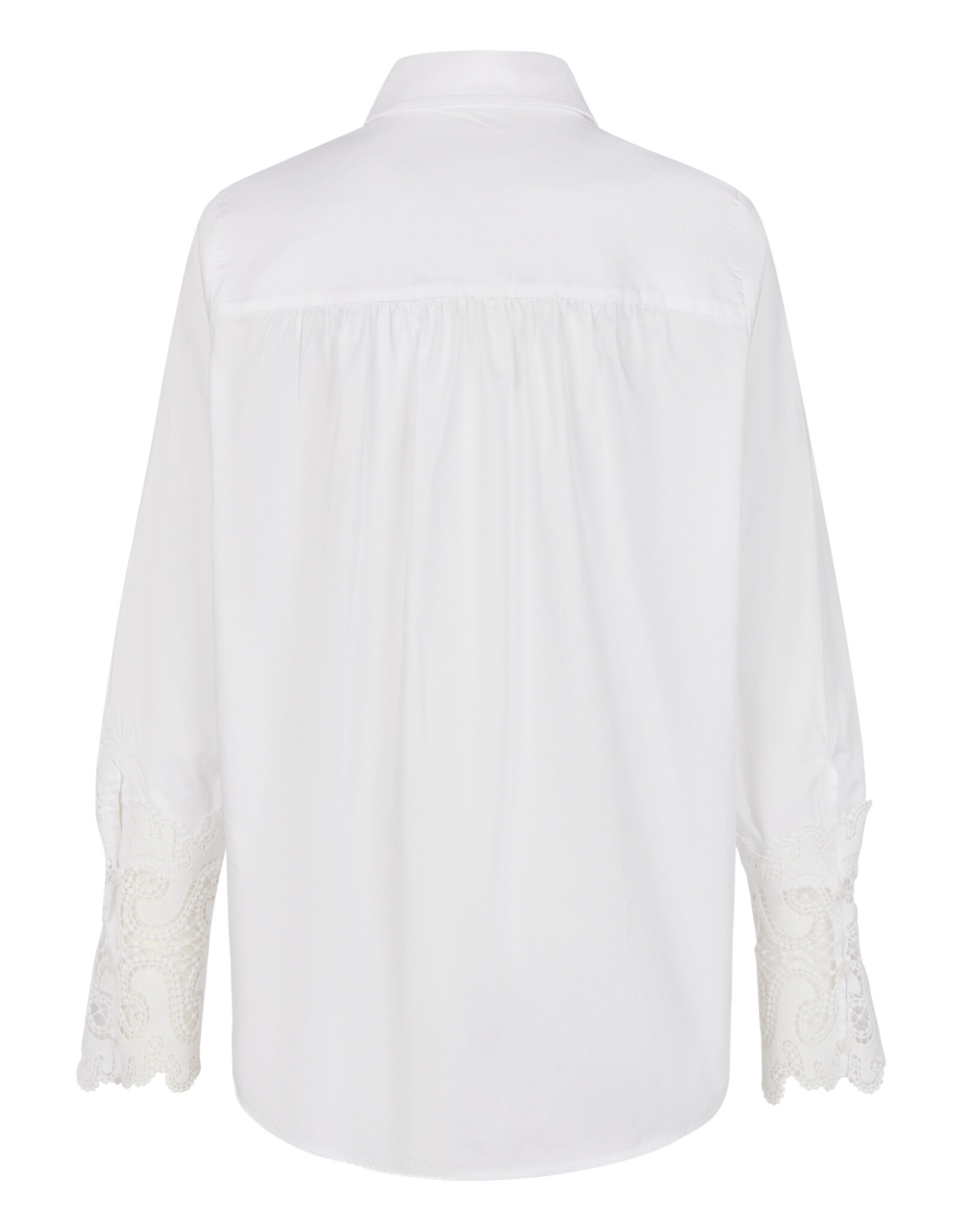 Marc Aurel Thema Green Beach Witte blouse Kante Mouw